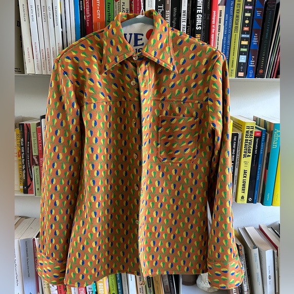 Vintage “Zorba” brand pear print button-up top with pointy collar - Picture 1 of 5